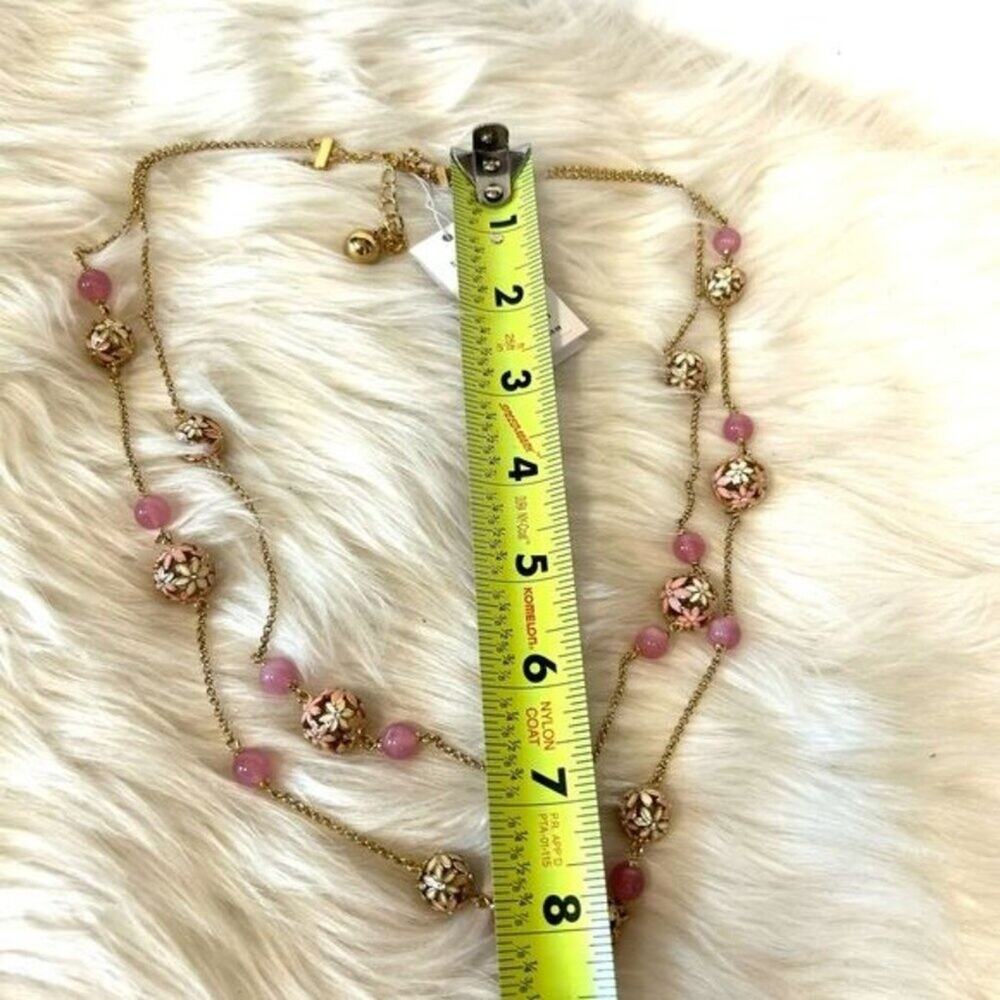 Kate Spade "At First Blush" Double Stranded Floral Necklace Pink/ Gold - Picture 7 of 9